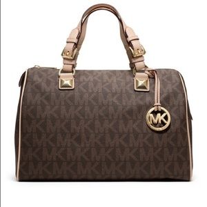 MICHAEL KORS Grayson Large Logo Satchel Brown Bag